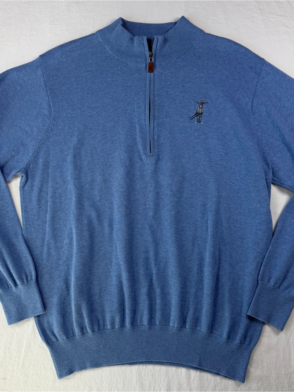 Turtleson Men’s XL Blue Quarter Zip Sweater 100% Pima Cotton Golf Pullover